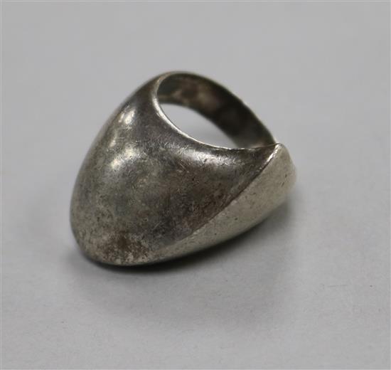 A Georg Jensen Danish sterling silver modernist ring, no. 91, size O.